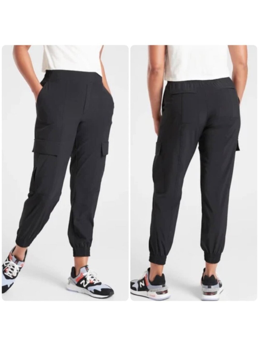 Athleta Chelsea Utility Cargo Joggers Womens 10 Black High Rise Outdoor Hiking